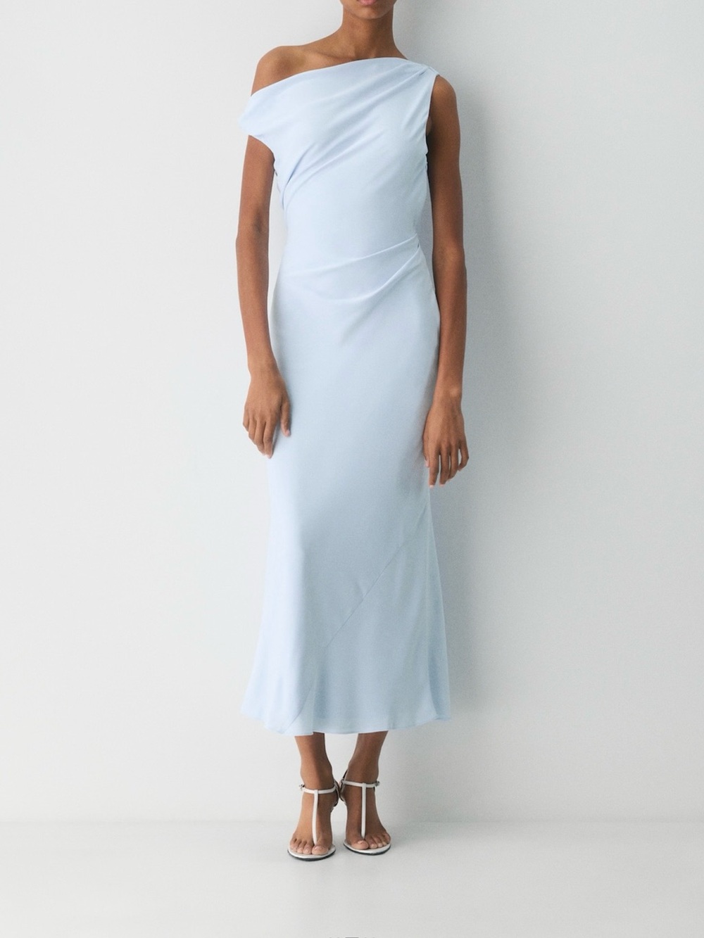 Aritzia One-Shoulder Pale Blue Midi Dress